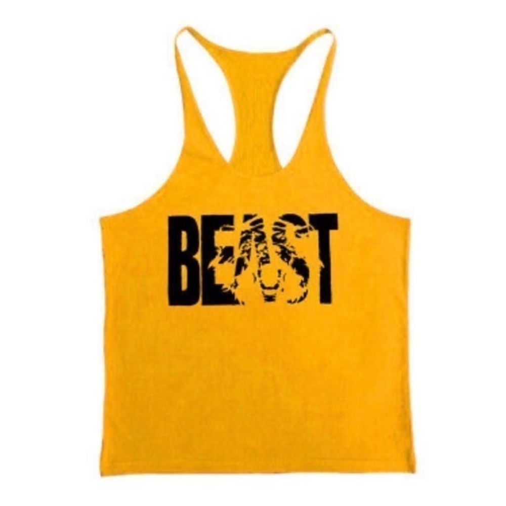 Yellow 'BEAST' Graphic Tank Top